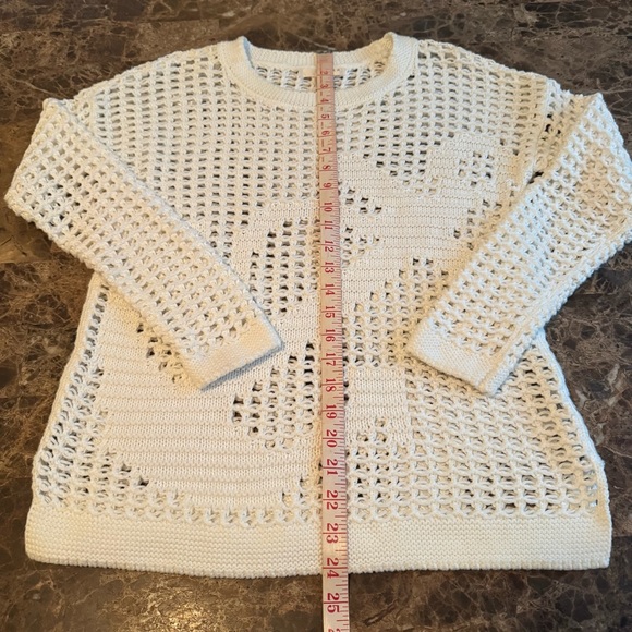 Kenar Sweater Size M Cream 3/4 Sleeve Chunky Stretch Cotton - Picture 4 of 8
